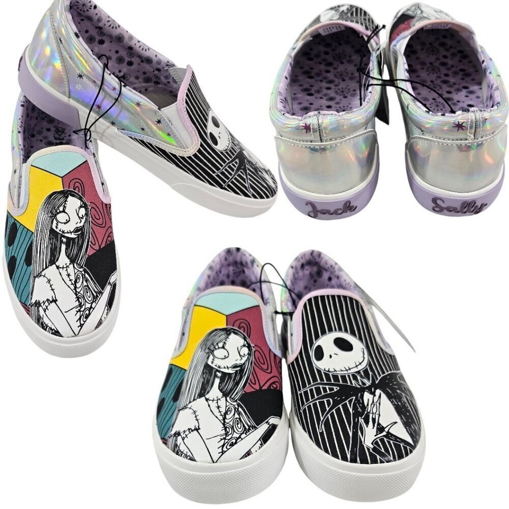 Disney The Nightmare Before Christmas Jack and Sally Slip-on Sneakers NWT